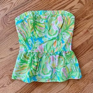 Lilly Pulitzer strapless peplum top, women’s size 2